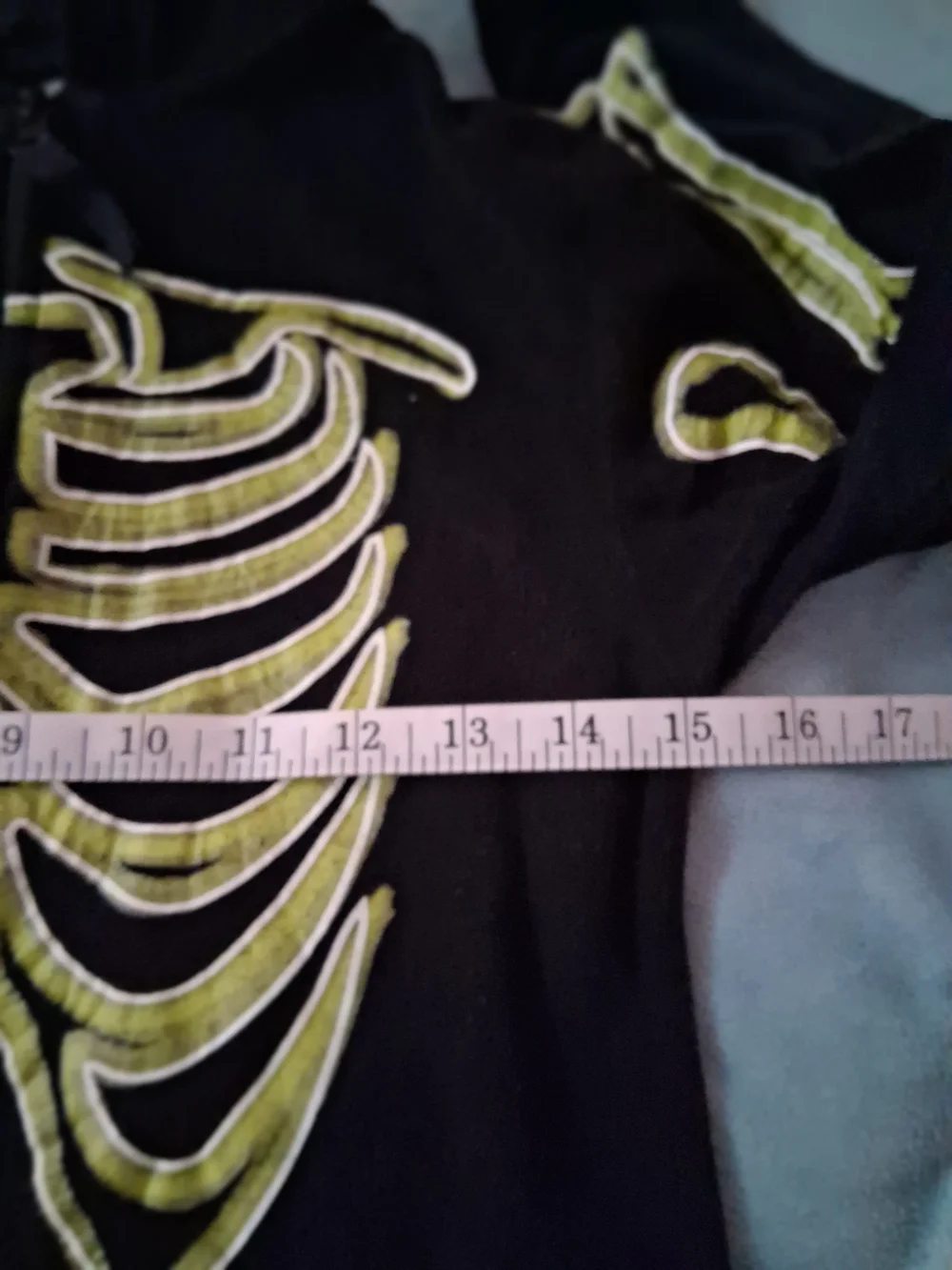 Cat & Jack Black Hoodie Bodysuit with Neon Green Skeleton Print